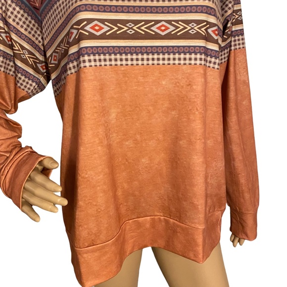 🆕 EXCLUSIVE  | SOUTHWESTERN CHECKERED SWEATSHIRT TOP  SZ L - Picture 8 of 15